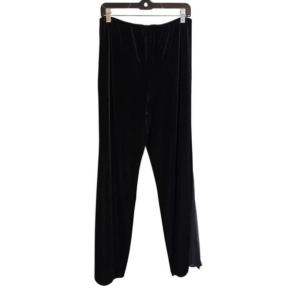 Alex Evenings Velvet Wide Leg Pants Size Medium Pleated Chiffon Side Cocktail - Picture 2 of 6